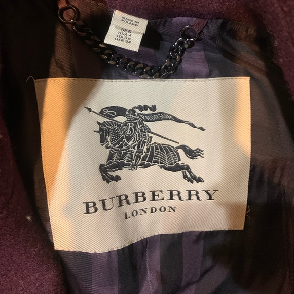 Burberry London Wool Peacoat size 4 - Deep Plum - Picture 6 of 7